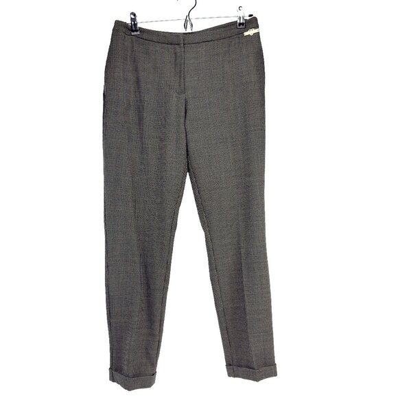 TWIN-SET Simona Barbieri 44% Wool Fall Micro Check Cuffed Ankle Trousers Sz S - Picture 2 of 9